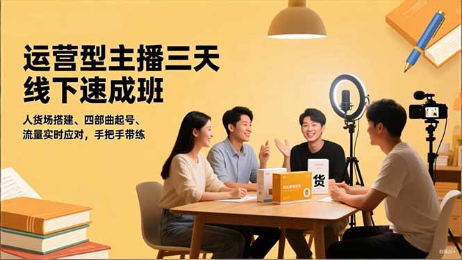 (16630期)运营型主播三天线下班,人货场搭建,四部曲起号,流量实时应对,手把手带练
