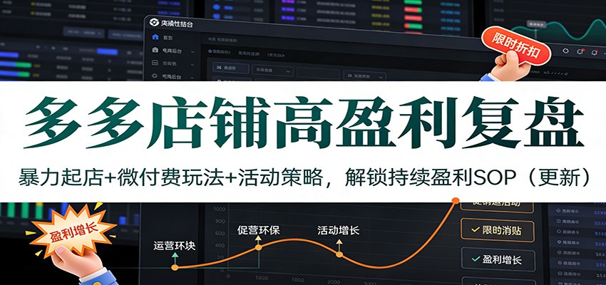 多多店铺高盈利复盘：暴力起店+微付费玩法+活动策略，解锁持续盈利SOP（更新）