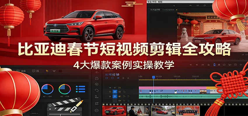 比亚迪春节短视频剪辑全攻略，4大爆款案例实操教学