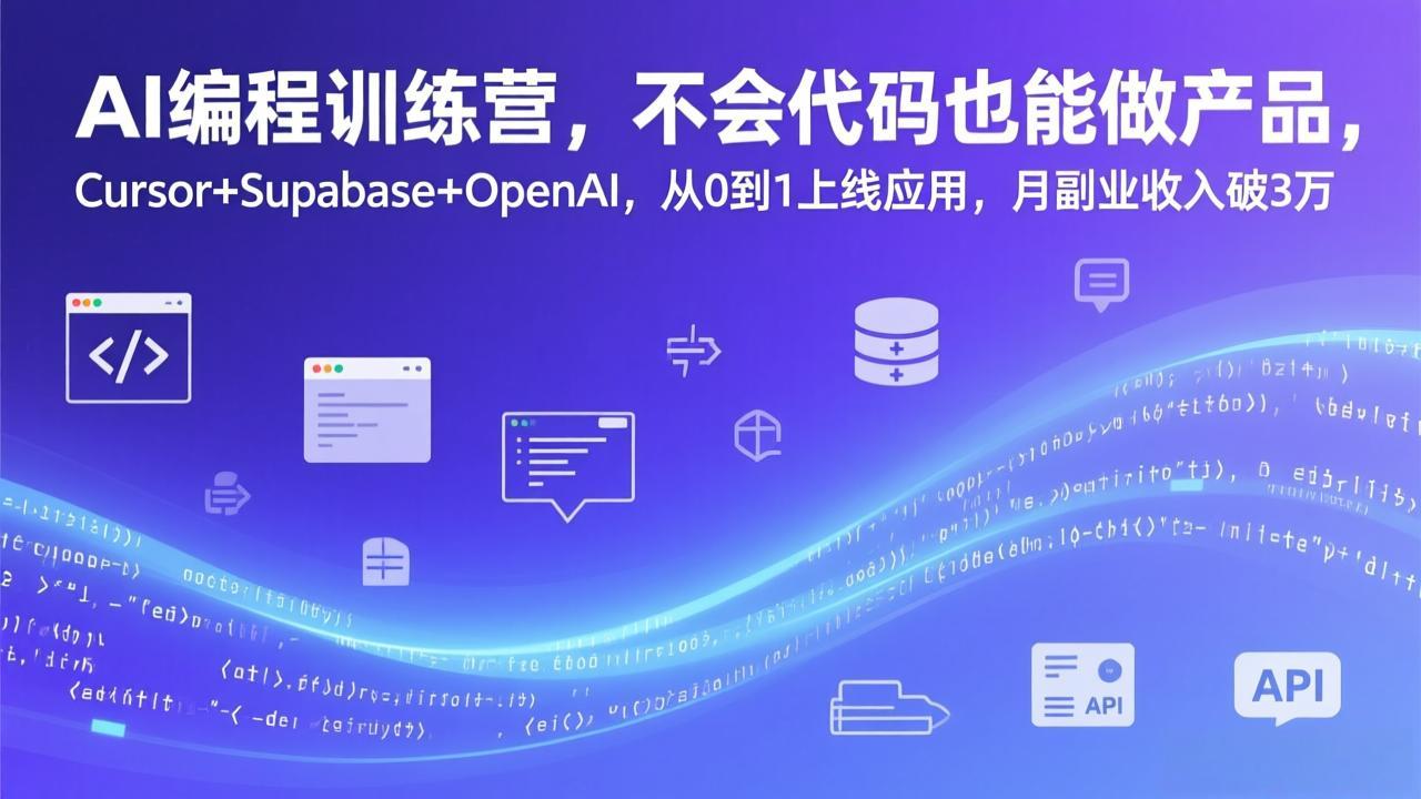 (17388期)AI编程训练营,不会代码也能做产品,Cursor+Supabase+OpenAI,从0到1上线应用,月副业收入破3万