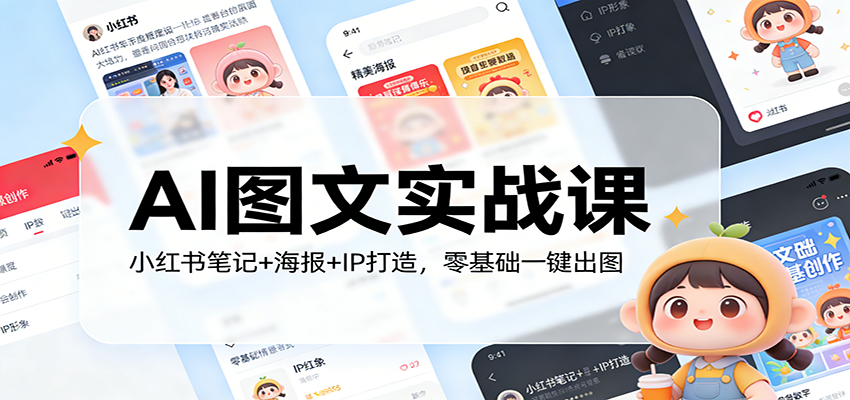 AI图文实战课:小红书笔记+海报+IP打造,零基础一键出图
