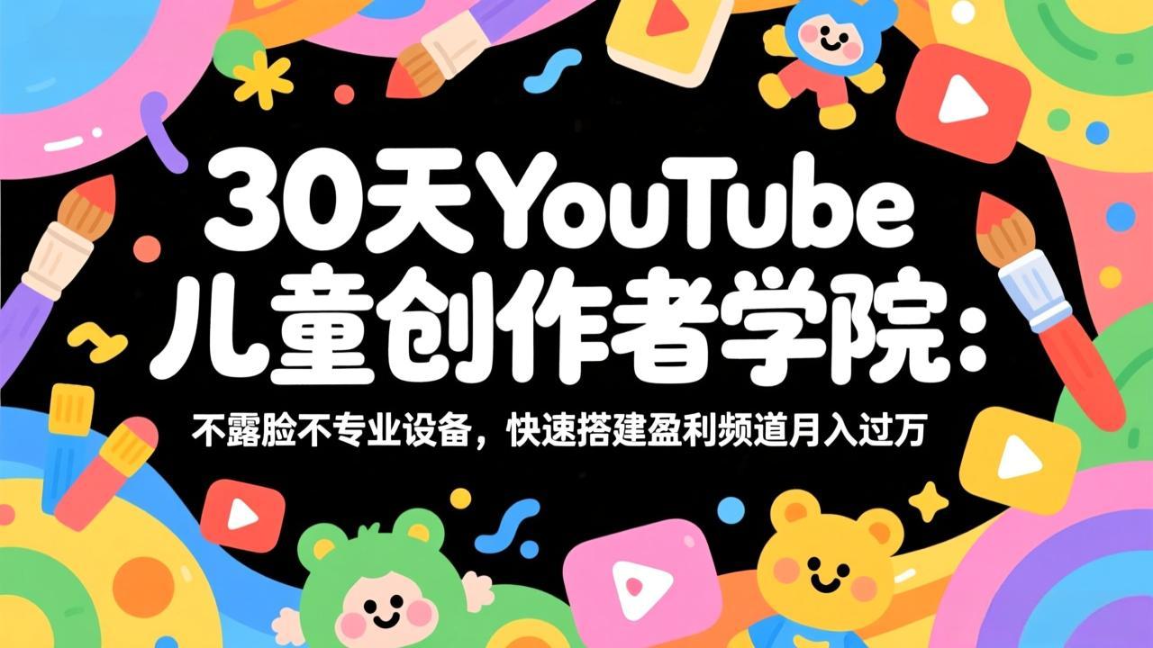 (17554期)30天YouTube儿童创作者学院:不露脸不专业设备,快速搭建盈利频道月入过万