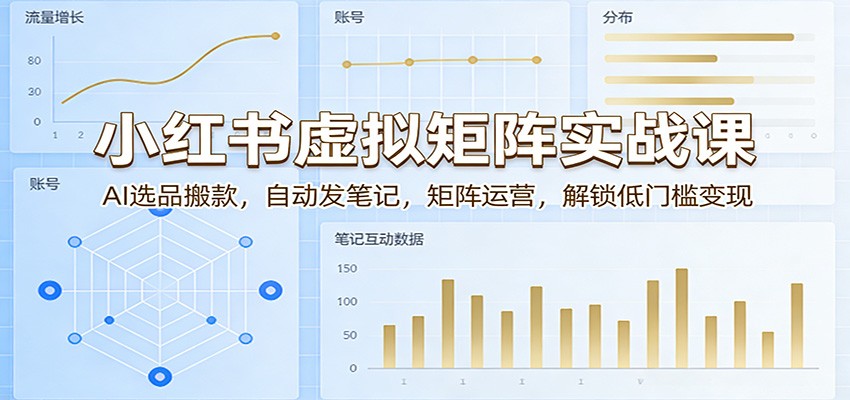 小红书虚拟矩阵实战课:AI选品搬款,自动发笔记,矩阵运营,解锁低门槛变现